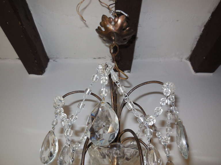 French Clear Crystal Prisms Bagues Style Flowers Chandelier Vintage 3