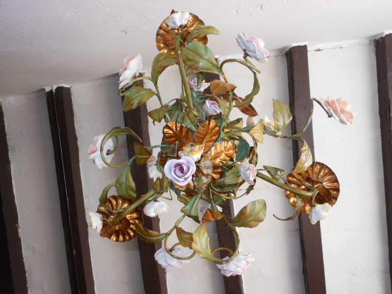 chandelier with porcelain roses