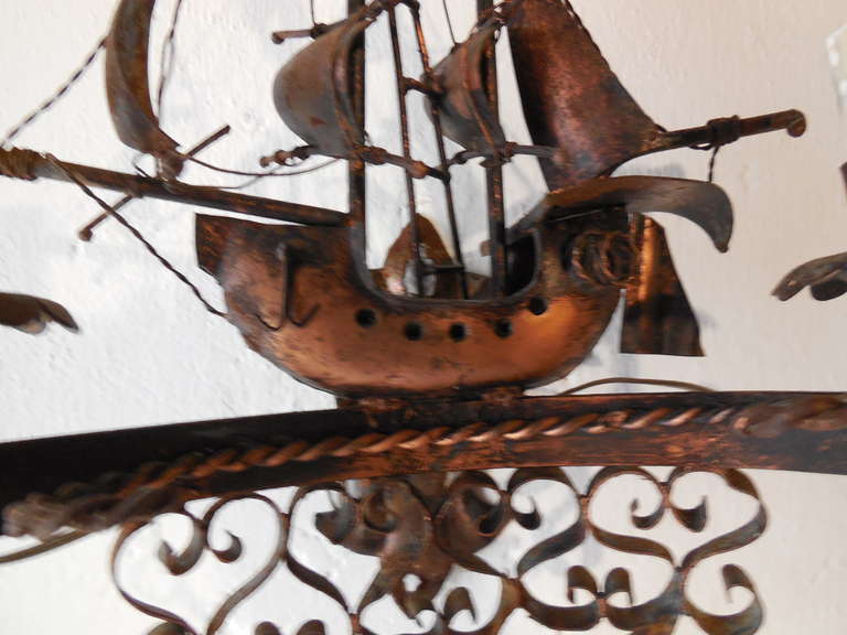 French Pair Wrought iron Nautical Ship Sconces 2