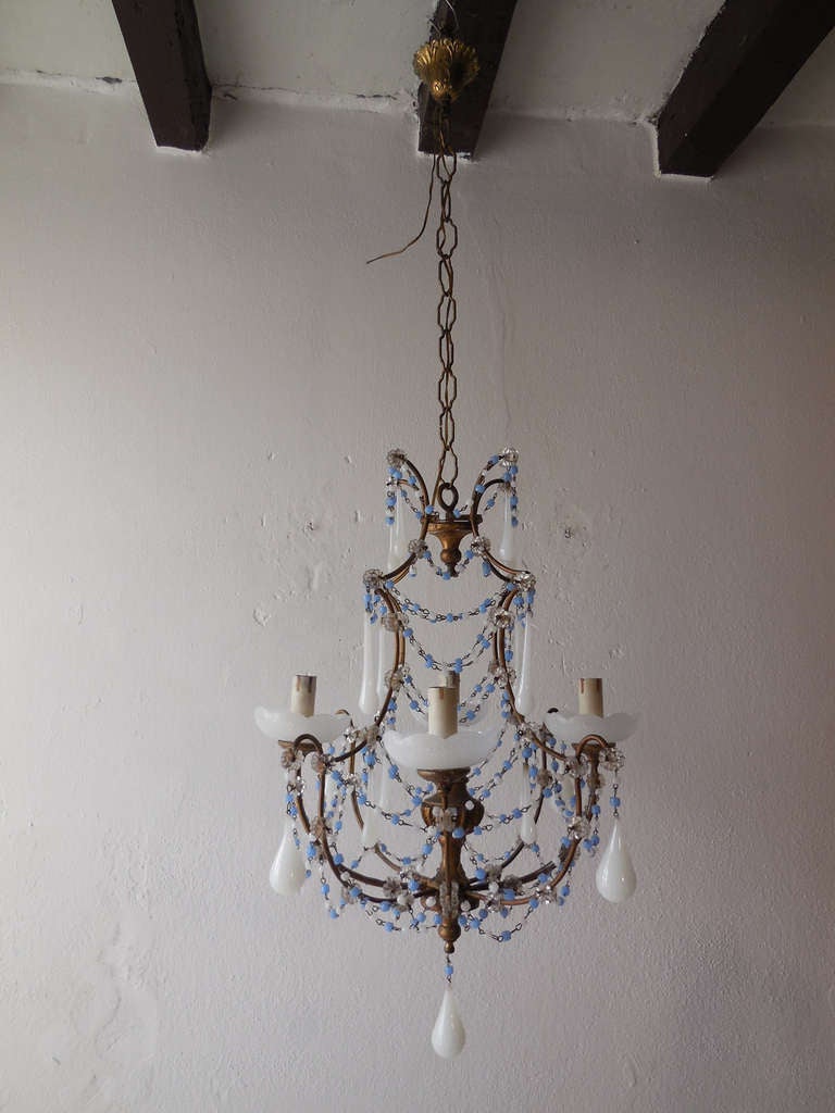 French Lavender Opaline White Swags Drops Chandelier