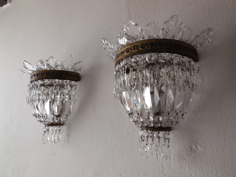 French Crystal Prism, Murano Empire Sconces at 1stdibs