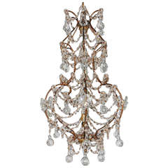 French Huge Beaded Swags & Balls Chandelier