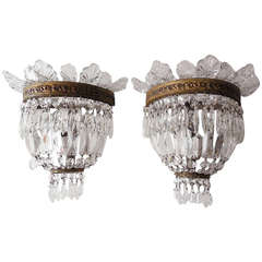 French Crystal Prism,  Murano Empire Sconces