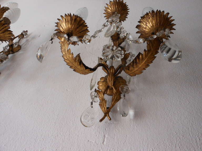 French Crystal Prisms Sconces In Excellent Condition In Modena (MO), Modena (Mo)