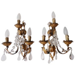 French Crystal Prisms Sconces