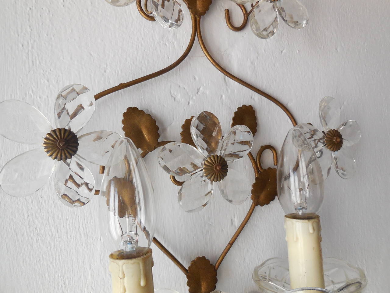 Early 20th Century Clear Flower Maison Bagues Style Sconces