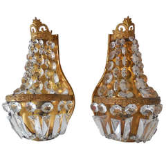 French Empire Style Crystal Sconces
