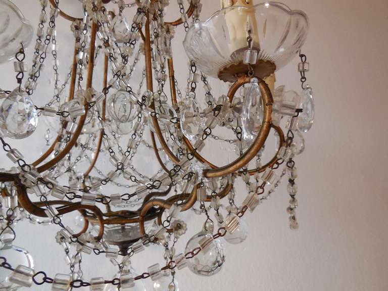 Italian Florentine Macaroni Beads with Clear Murano Balls Chandelier 1
