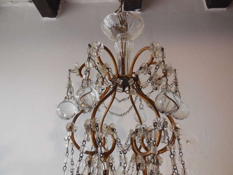 Italian Florentine Macaroni Beads with Clear Murano Balls Chandelier 2