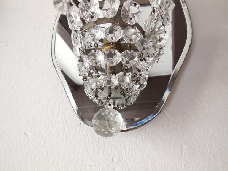 Italian Crystal Prism and Leaves Mirror Sconces For Sale at 1stdibs