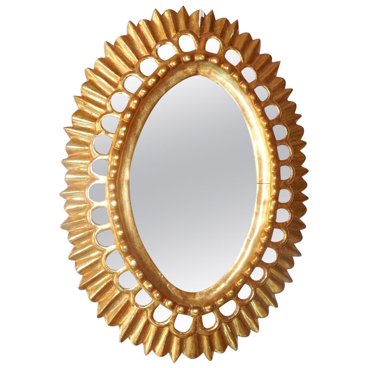French Gold Gilt Wood Starburst Sunburst Mirror