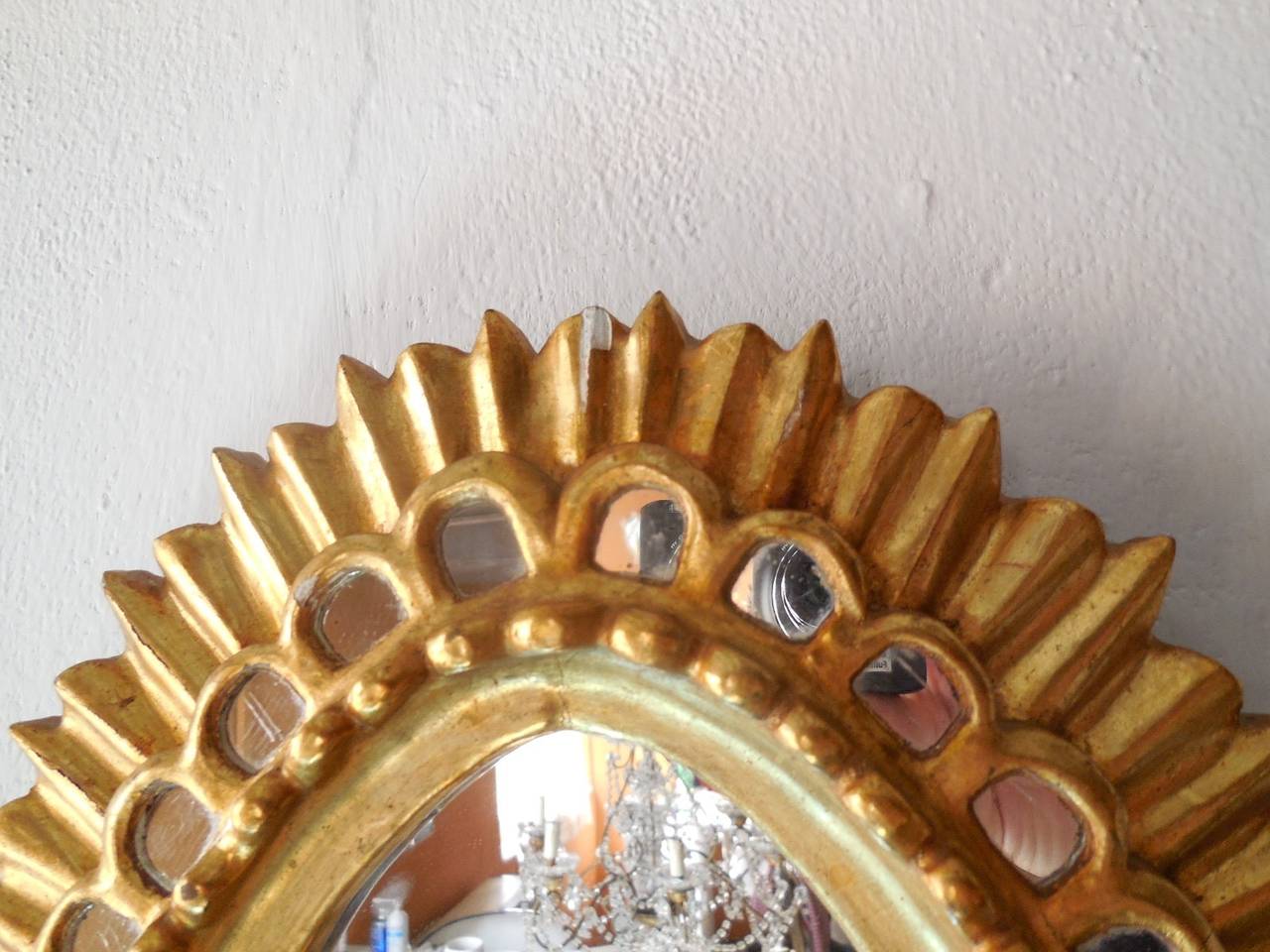 French Gold Gilt Wood Starburst Sunburst Mirror 2