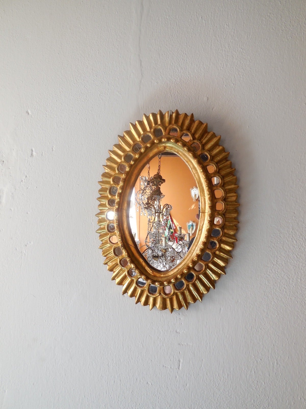 French Gold Gilt Wood Starburst Sunburst Mirror 3