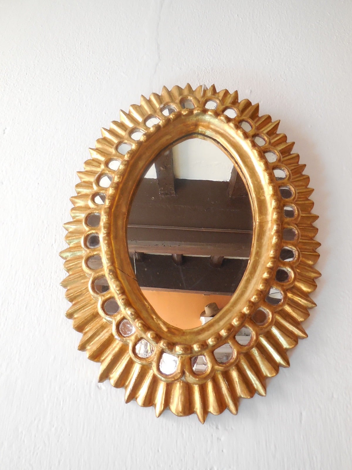 French Gold Gilt Wood Starburst Sunburst Mirror 4