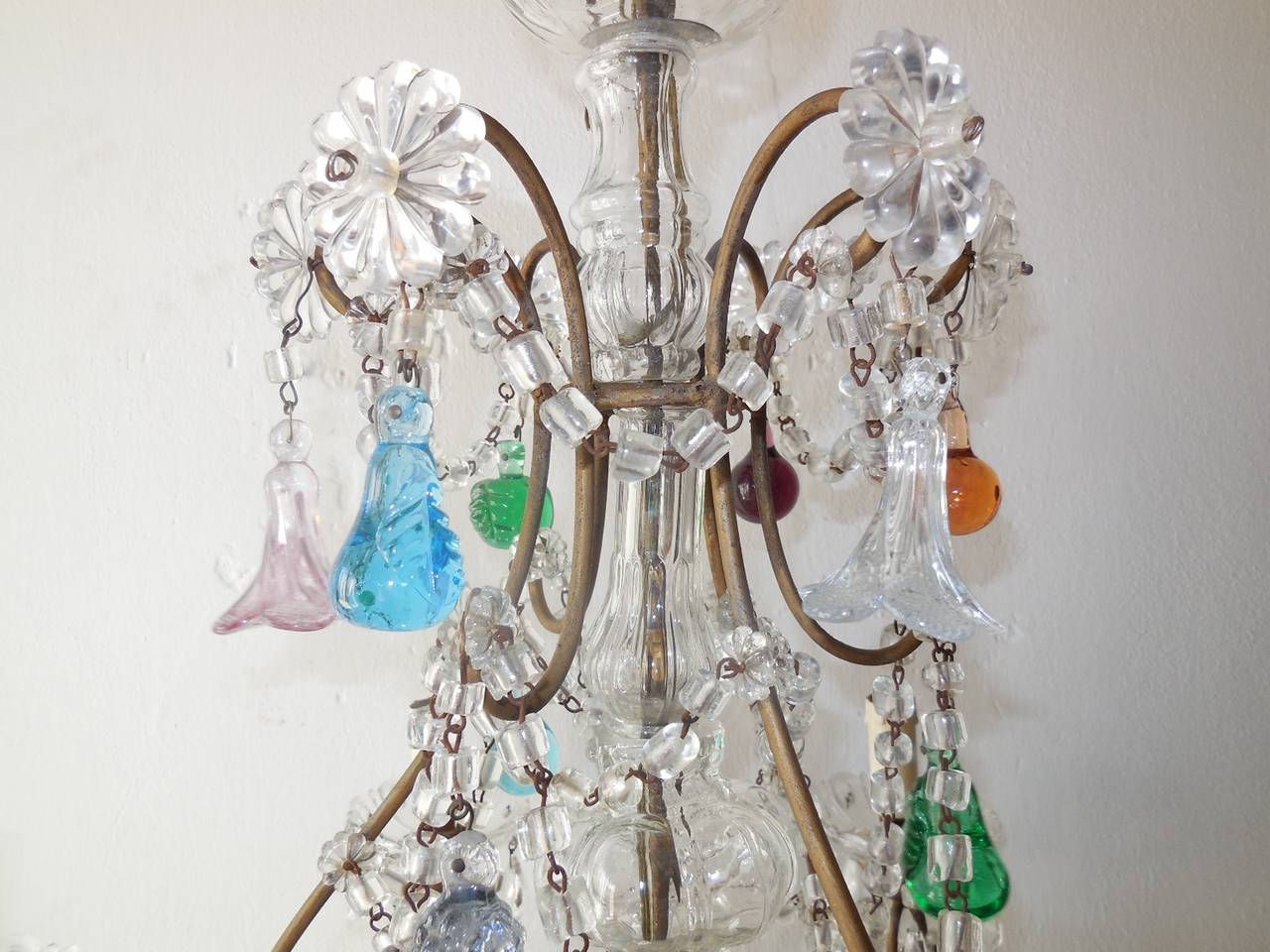 Early 20th Century 1900 Italian Murano Colored Fruit Crystal Swags Chandelier