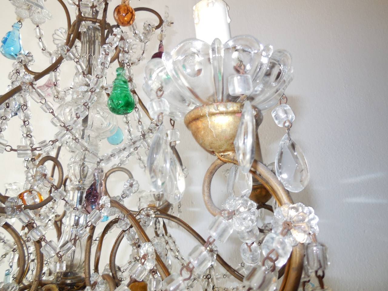 1900 Italian Murano Colored Fruit Crystal Swags Chandelier 1