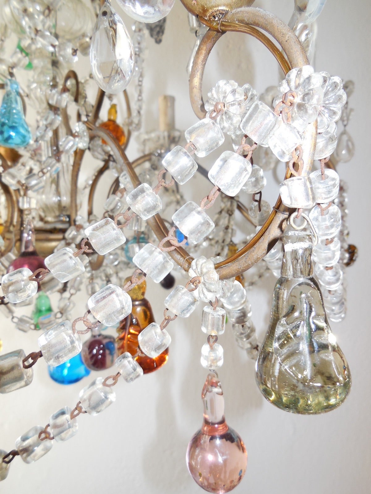 1900 Italian Murano Colored Fruit Crystal Swags Chandelier 4