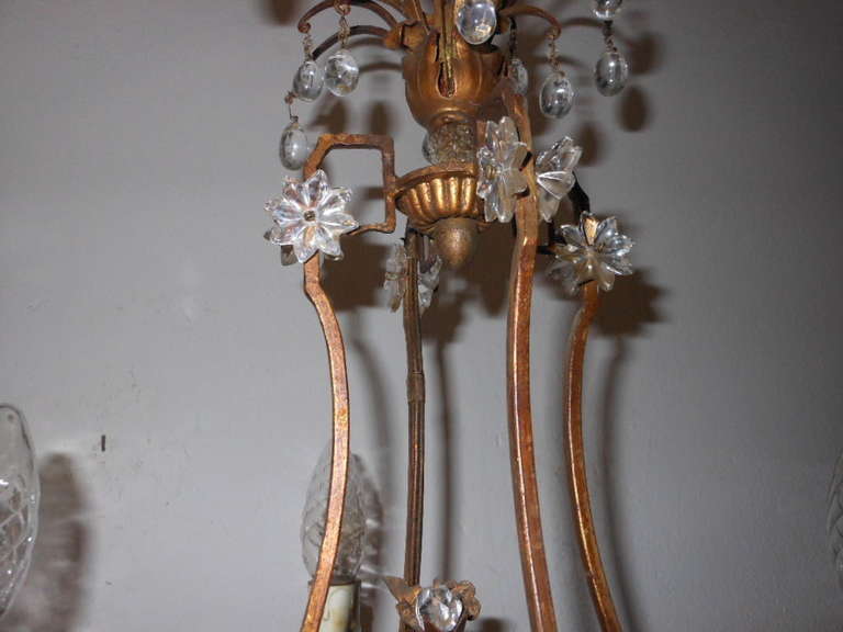 Mid-20th Century French Art Deco Crystal Stars and Prisms Chandelier