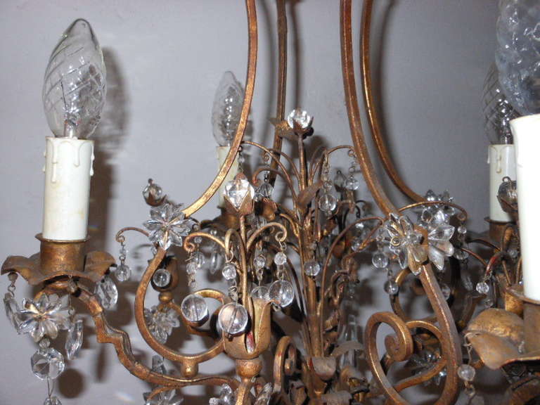 French Art Deco Crystal Stars and Prisms Chandelier 1