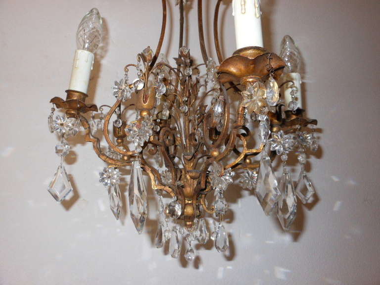 French Art Deco Crystal Stars and Prisms Chandelier 2