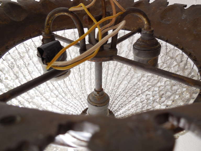 Cast Bronze Beaded Dome Flush Mount Chandelier 2