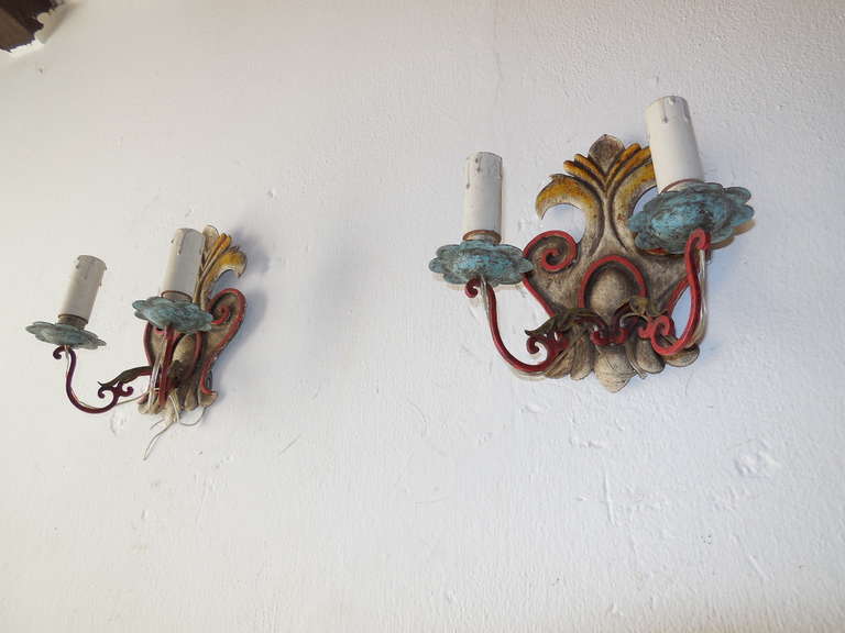 Mid-20th Century Italian Florentine Tole Sconces