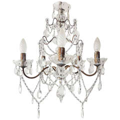 Italian Macaroni Bead Swags Crystal Prisms Chandelier