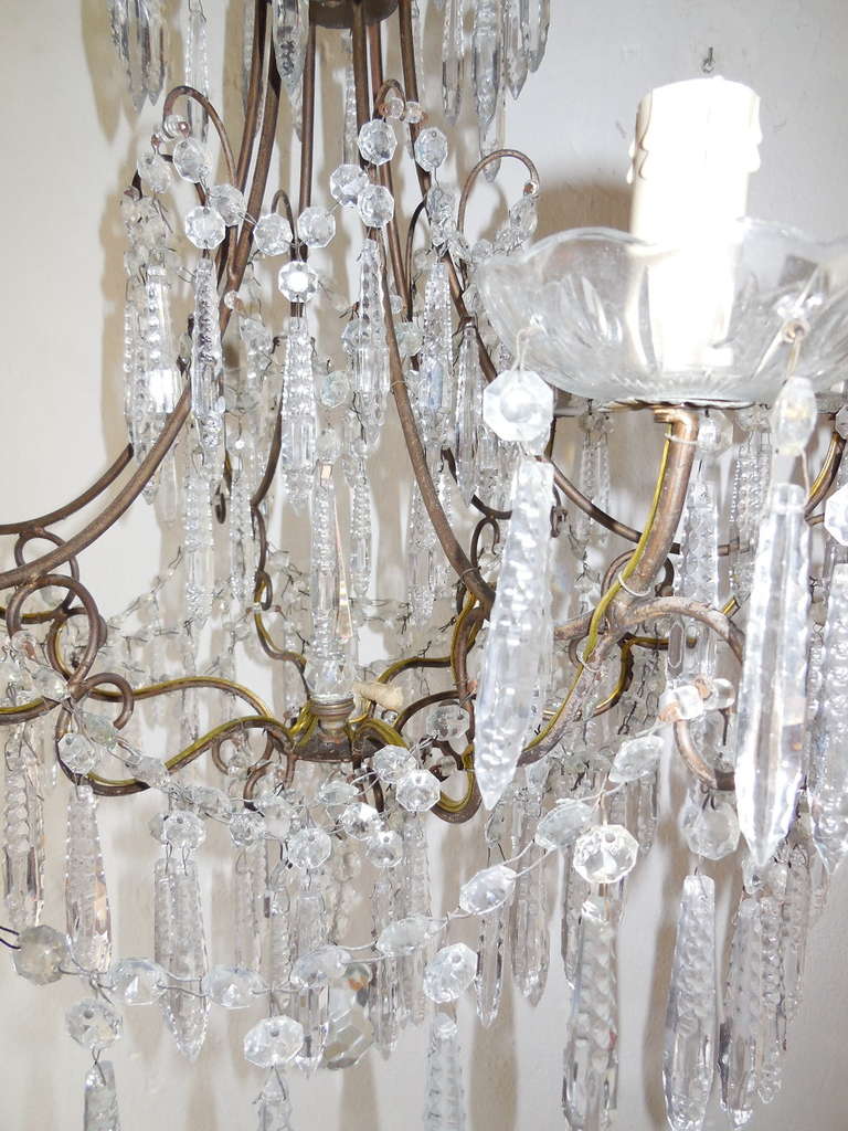 French Rare Cut Crystal with Center Spear Chandelier In Good Condition In Modena (MO), Modena (Mo)