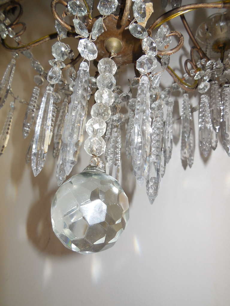 French Rare Cut Crystal with Center Spear Chandelier 3