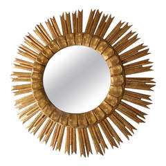 Huge French Giltwood Sunburst Mirror