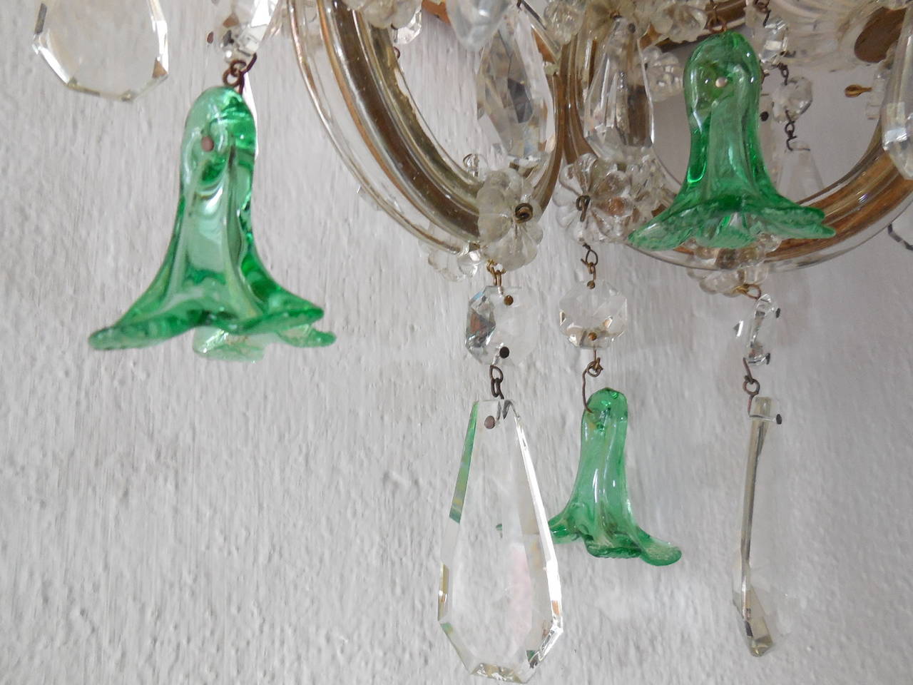 Green Bell Flower Crystal Mirror Sconces 2