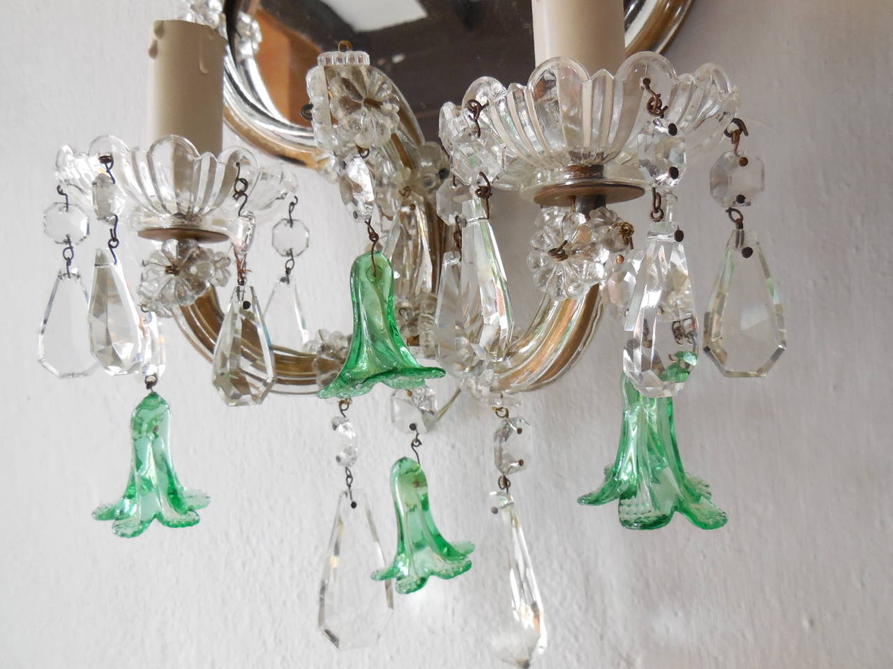 Green Bell Flower Crystal Mirror Sconces 4