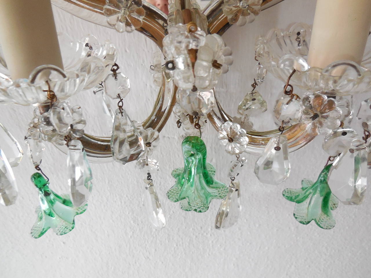 Green Bell Flower Crystal Mirror Sconces 3