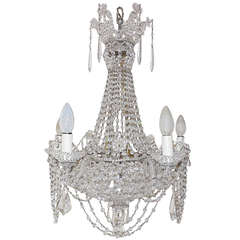 Italian Beaded Crystal Basket Silver Chandelier 10