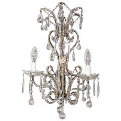 Vintage Italian Beaded with Clear Murano Balls Chandelier