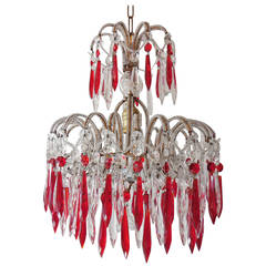 Italian Micro Beaded Red Crystal Chandelier