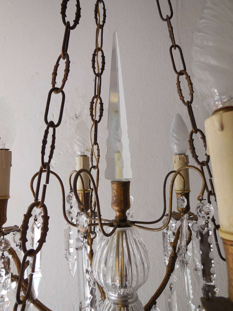 French Crystal Spear & Prisms Chandelier In Excellent Condition In Firenze, Toscana