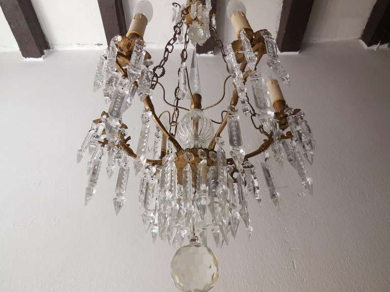 French Crystal Spear & Prisms Chandelier 1
