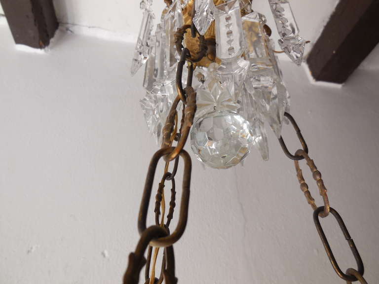 French Crystal Spear & Prisms Chandelier 4