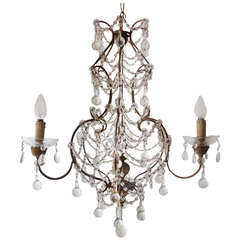 French Gold Gilt Macaroni Swags and Clear Murano Balls Chandelier