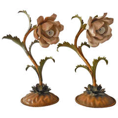 French Rose Tole Lamps