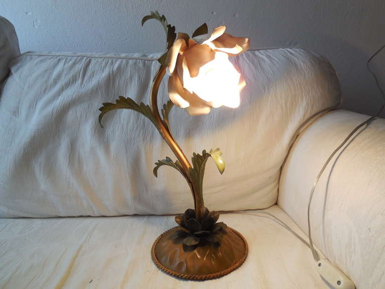 French Rose Tole Lamps