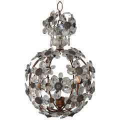 French Bagues, Clear Prism Flowers Ball Chandelier