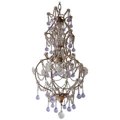 French Lavender Purple Drops with Beaded Swags Chandelier, circa 1930