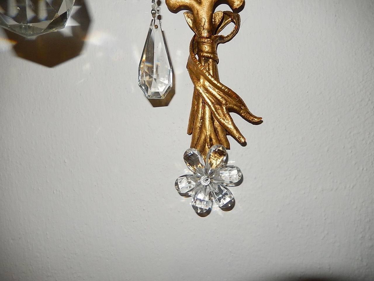 Maison Bagues Style Crystal Flower Tole Sconces 2