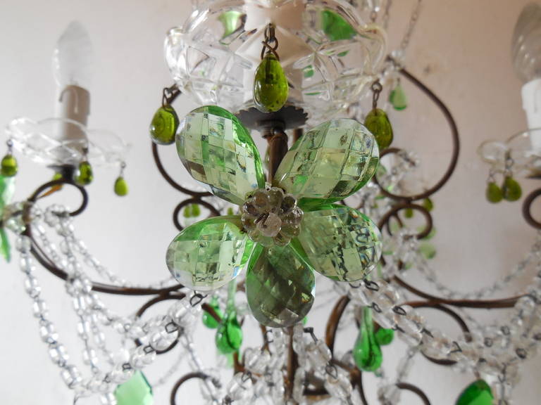 French Green, Crystal Flowers and Swags Chandelier 4