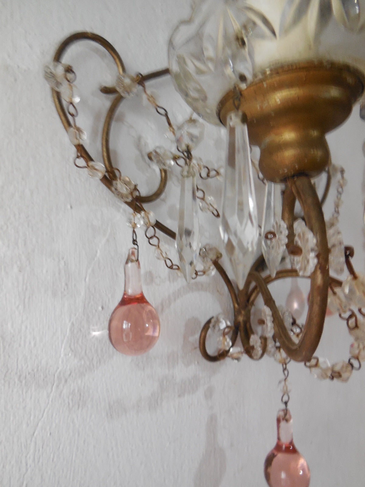 Pink Murano Drops Beaded Swags Sconces 2