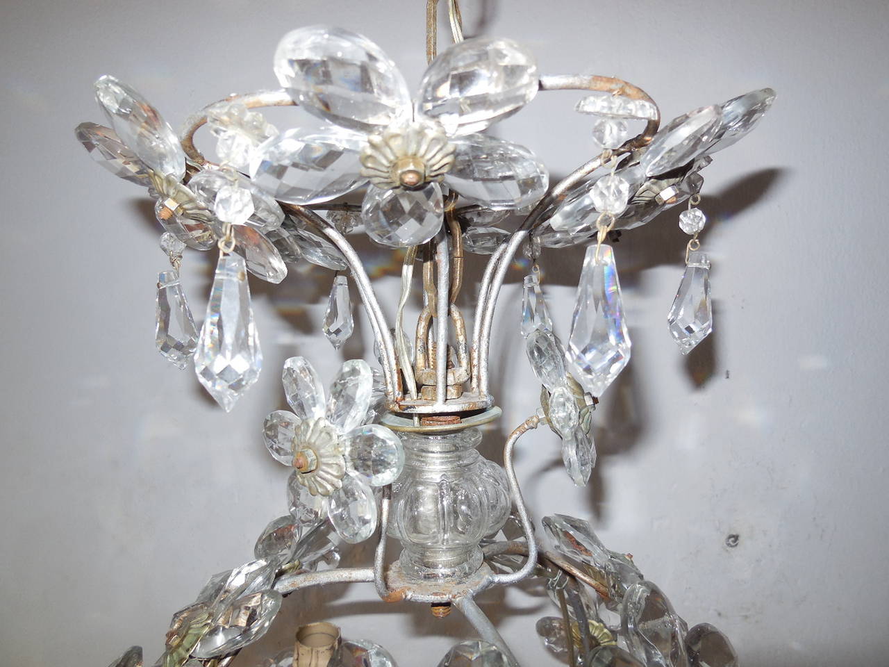 Murano Glass Crystal Prisms Ball Flowers French Chandelier