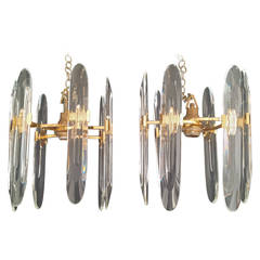 Pair of Crystal Glass Chandeliers