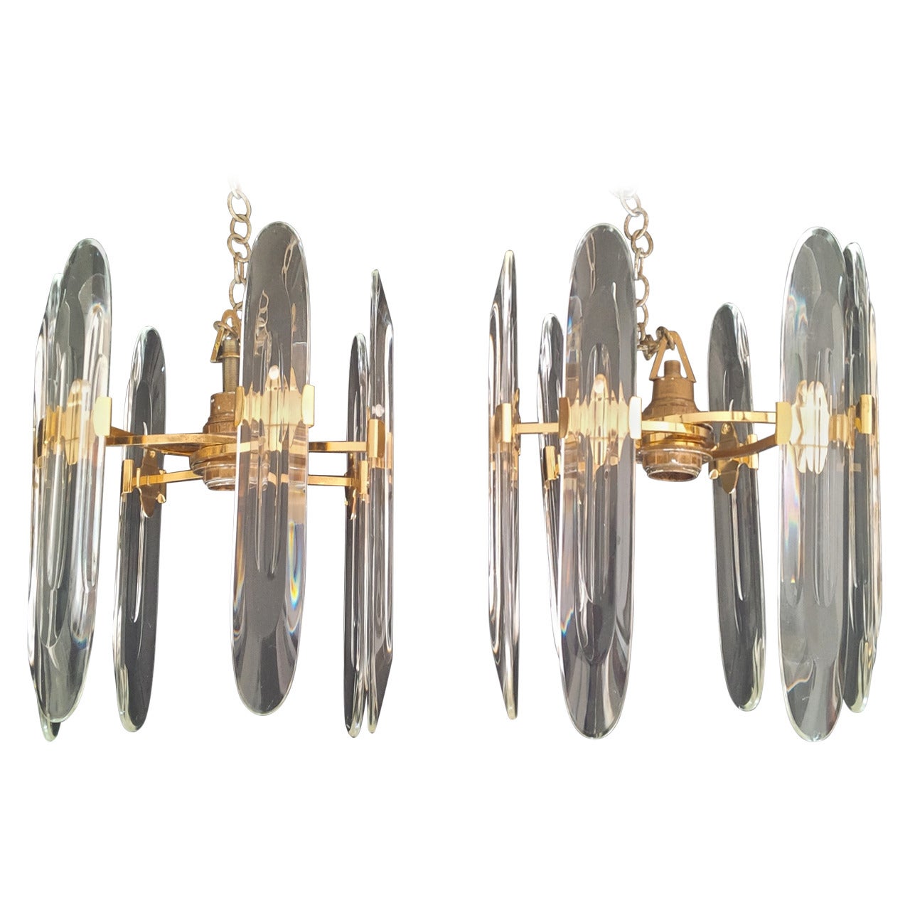Pair of Crystal Glass Chandeliers